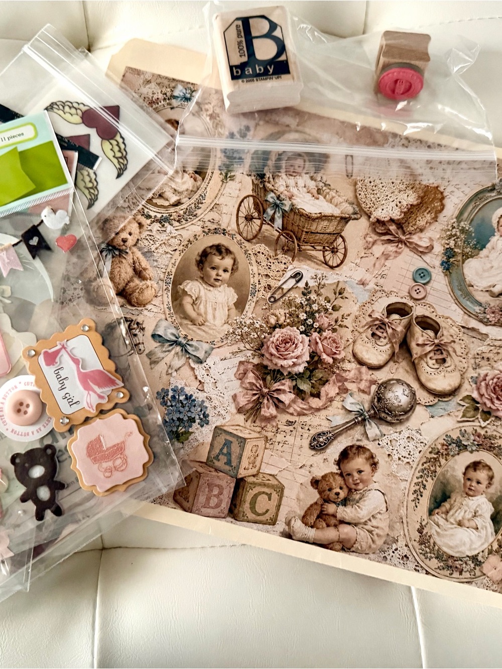 Vintage Baby Scrapbook Junk Journal Ephemera Craft Lot